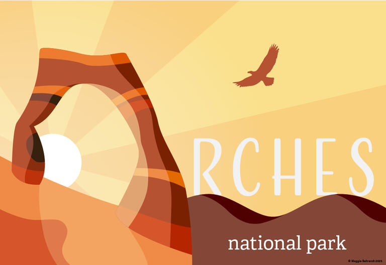 A photo of Maggie Behrendt. She is a young white woman that has wavy brown hair styled in a loose shoulder-length bob. She is also wearing large-framed glasses.